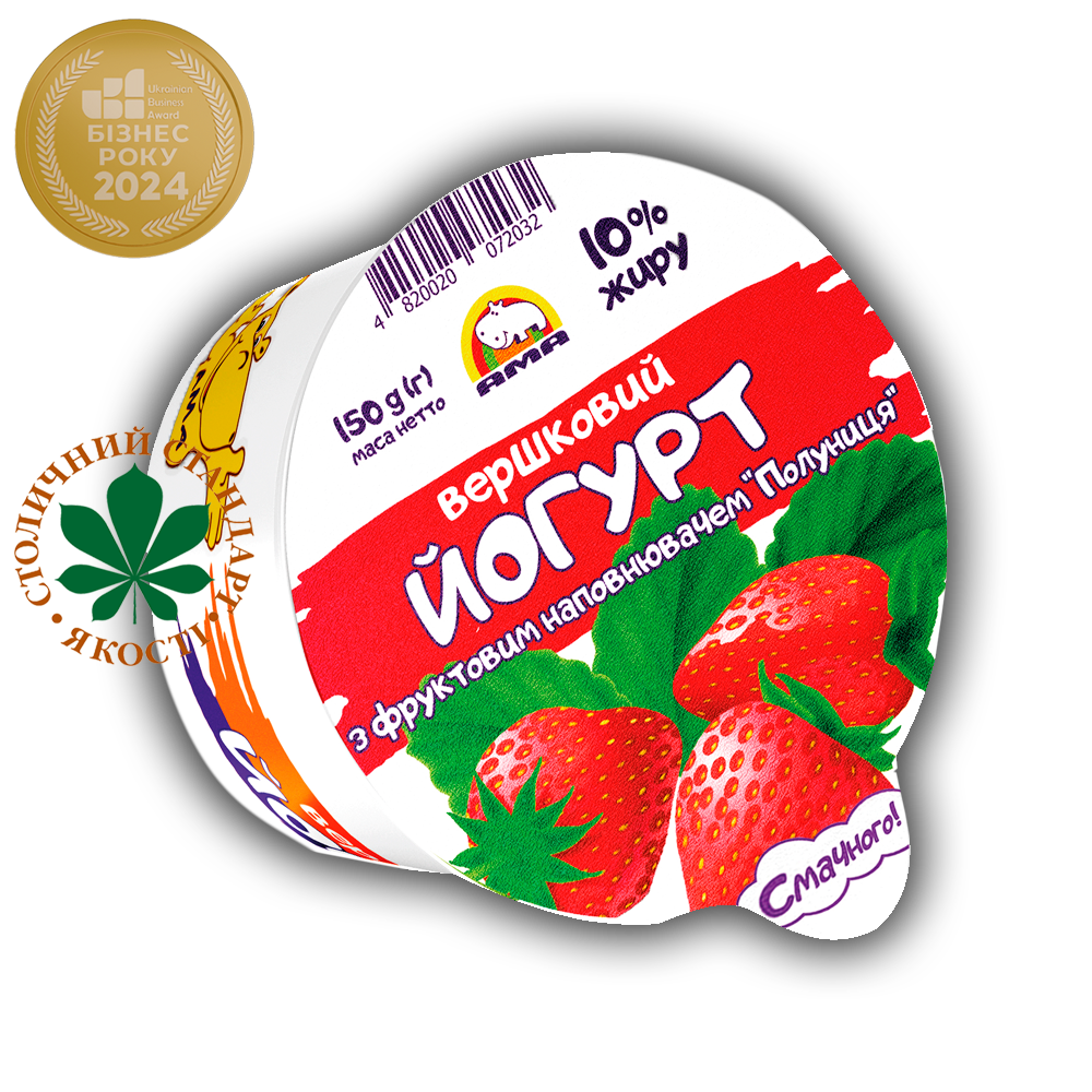 Йогурт вершковий 10% жиру «Полуниця»