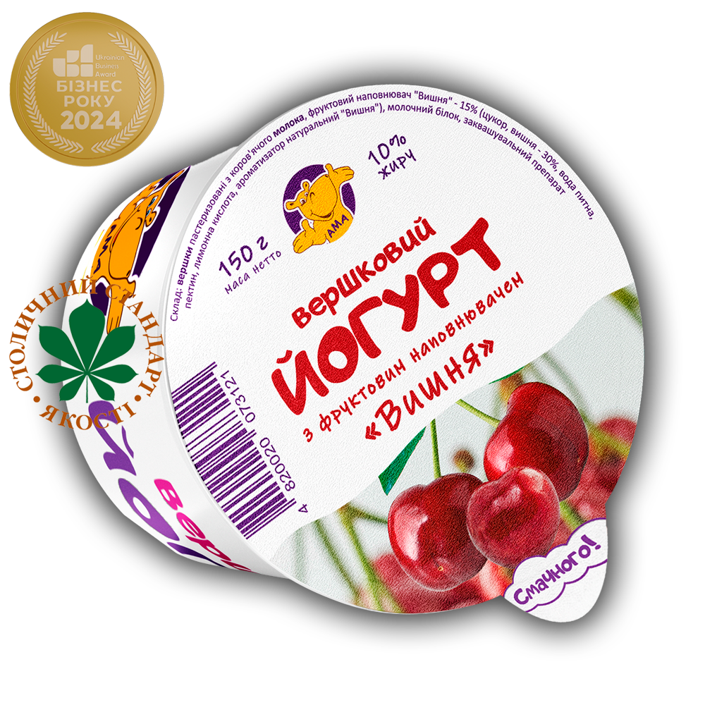 Йогурт вершковий 10% жиру «Вишня»